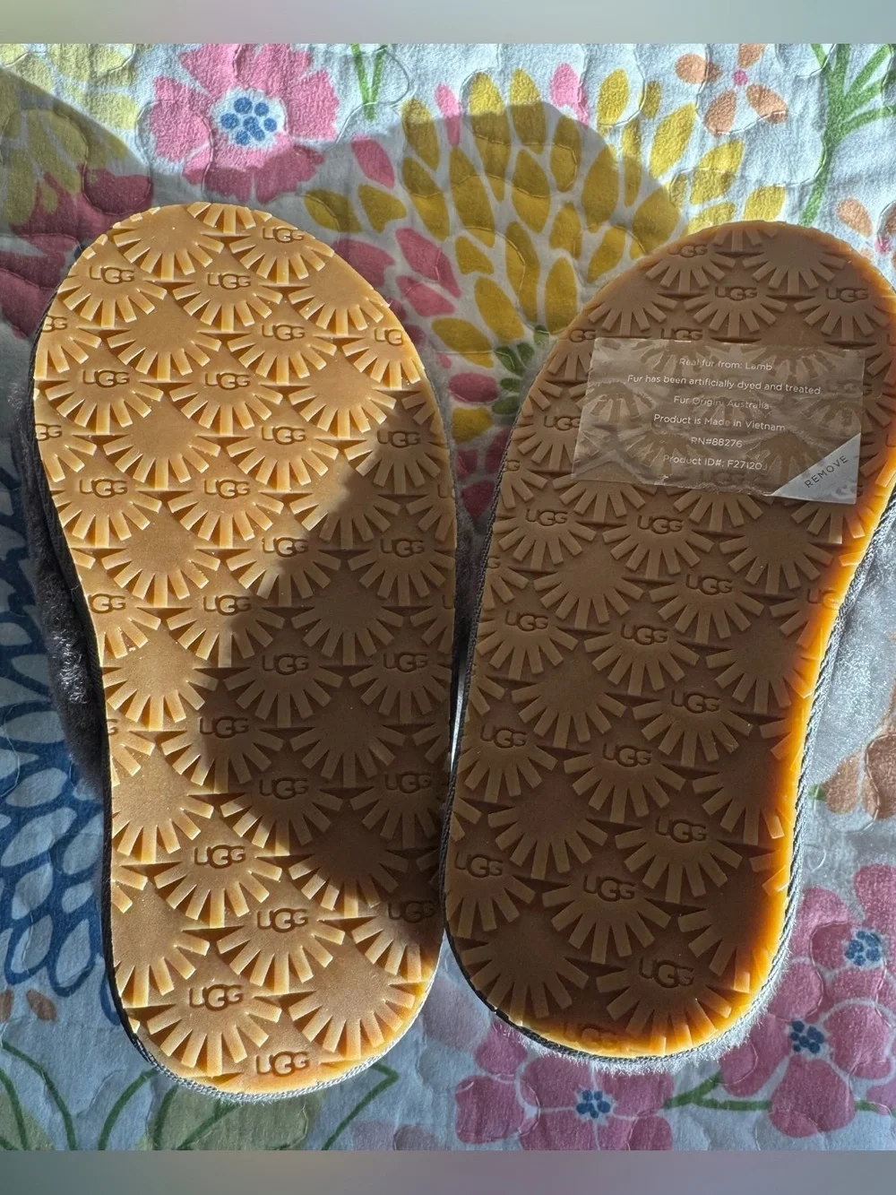 New girls size 9 fluff yeah slides slippers charcoal